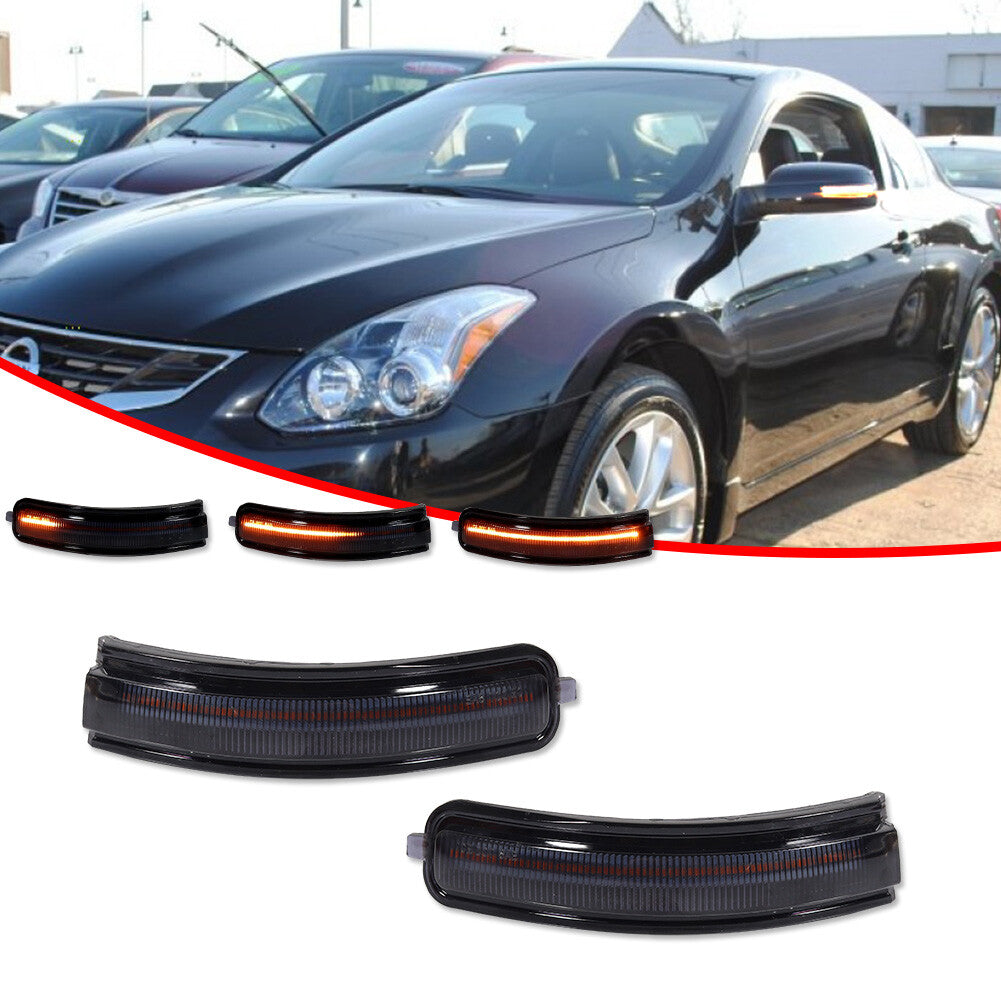 Black sequential LED side mirror flashing indicator lights applicable to 07-13 for Nissan Altima