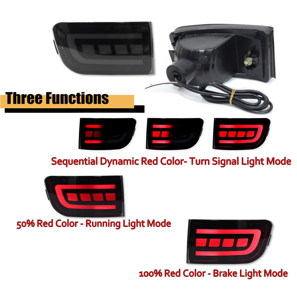 Applicable to for Toyota 4Runner 03-05 and Prado 02-09 Smoked LED Rear Bumper Brake Light Signal