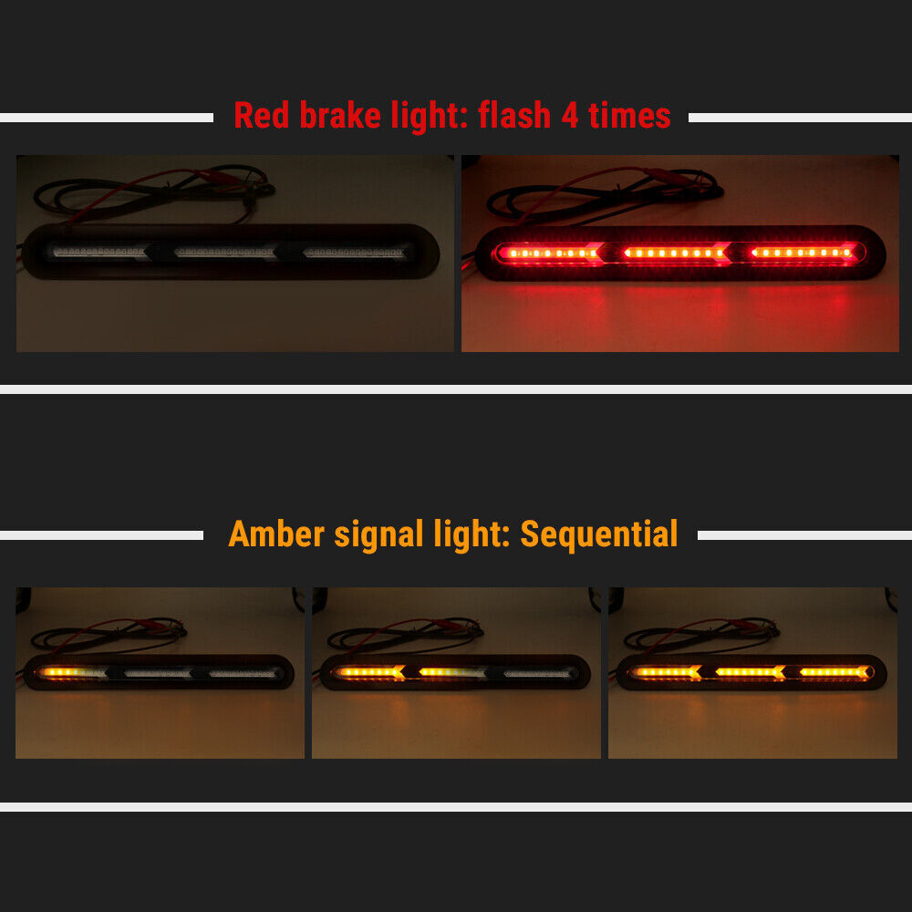 Auto Rear Window LED Light Bar Brake Flowing Turn Signal Tail Lamp Strip 12V