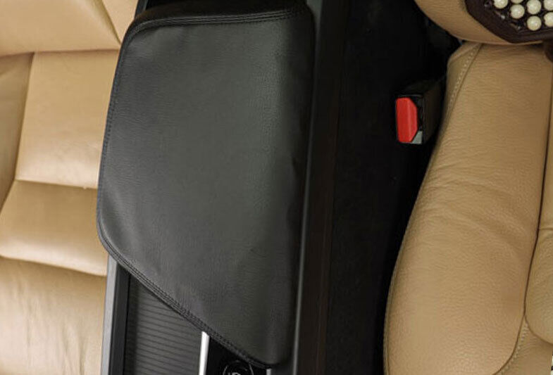 Black Leather Central Console Armrest Box Cover Trim PU for Volvo S60 2019-2023