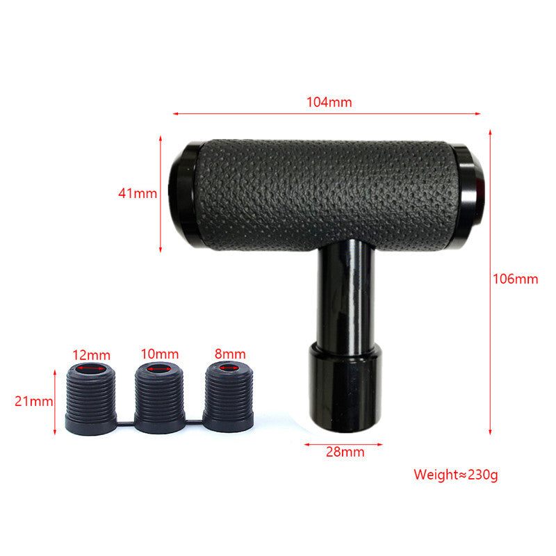 Car Aircraft Joystick T Type Shift Knob Manual Shift Lever Black Aluminium Leath