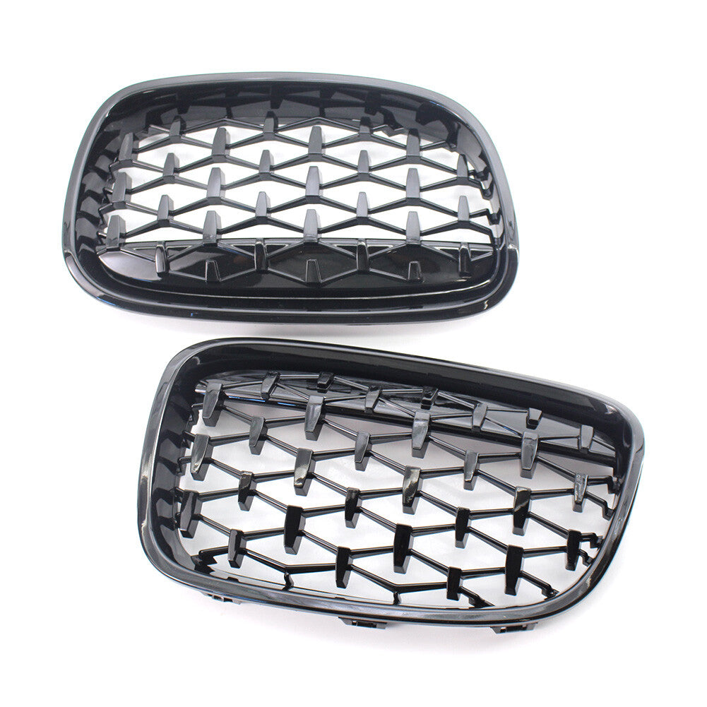 Fits for BMW 1 Series F20 11-14 Gloss Black Diamond Meteor Front Kidney Grill Grille