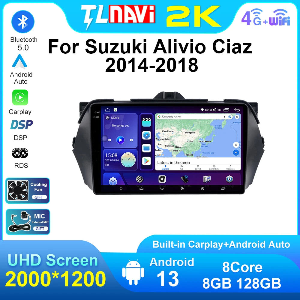 Android CarPlay Car Radio for Suzuki Alivio Ciaz 2014-2018 GPS Stereo Multimedia