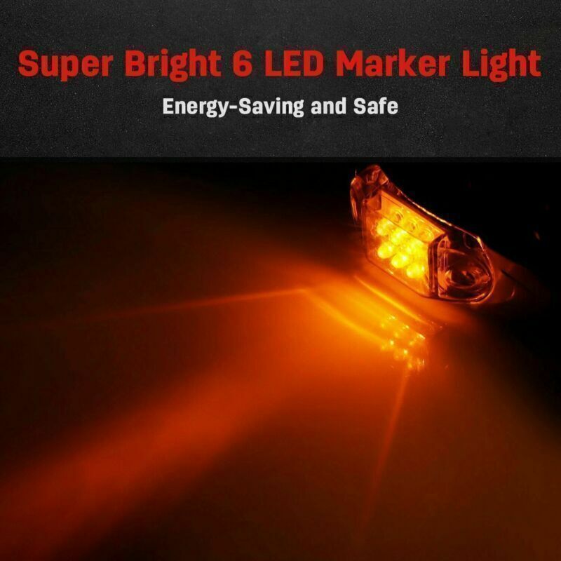 10pcs Trailer Side Marker 6LED Clearance / Running Truck Light Amber Lamp