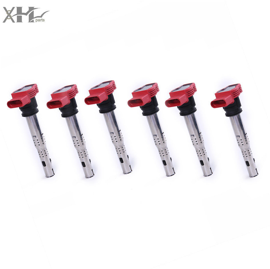 6Pcs Red Ignition Coils for Audi for A4 for A5 for A6 for A8 Q5 for VW Touareg 06-13 06E 905 115E
