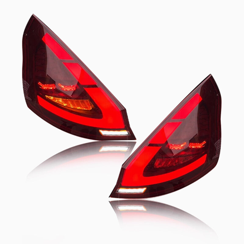 1 pair of LED taillights, 2014-2019 for Ford Fiesta hatchback, LED tubes with red lenses