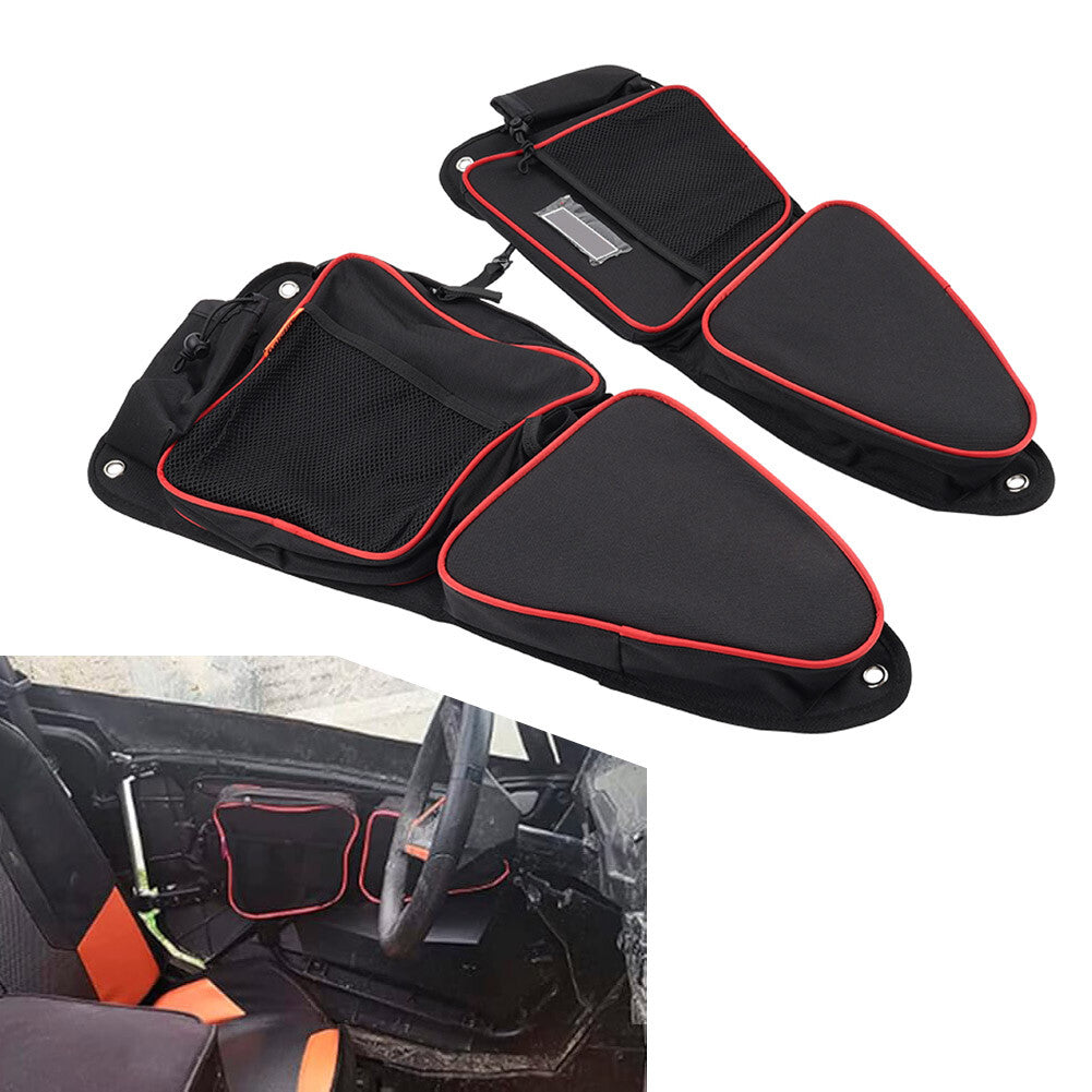 Front Black Door Storage Bags W/ Knee Pad for Polaris RZR XP 4 1000 Turbo S 900