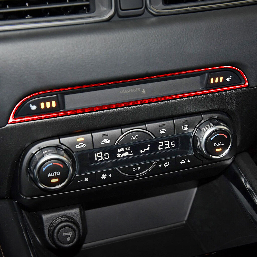 Red Carbon Fiber Central Console CD Switch Button Cover for Mazda CX-5 2017-2021