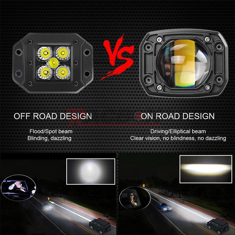 3 inch Flush Mount LED Work Light Bar Pods Driving Spot Fog Off Road Truck 4WD