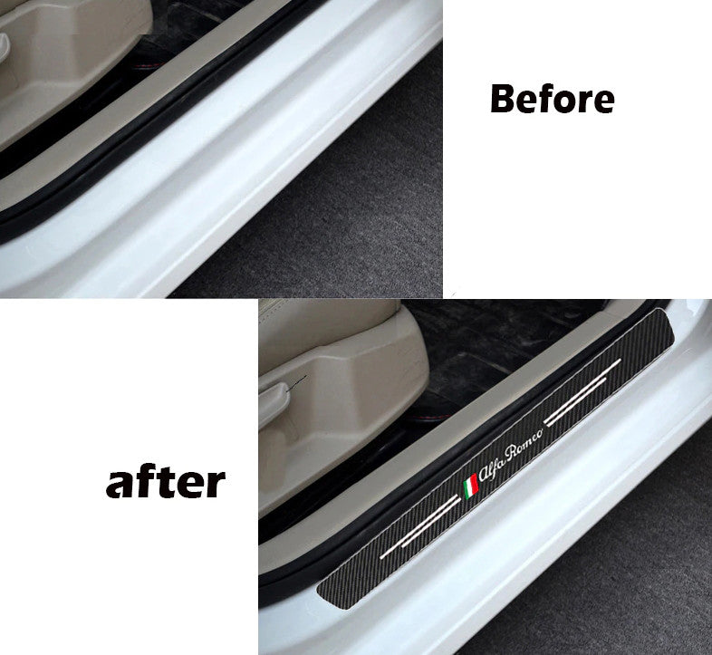 4-Piece Carbon Fiber Car Door Stickers for Alfa Romeo Sportiva Automotive Accessories
