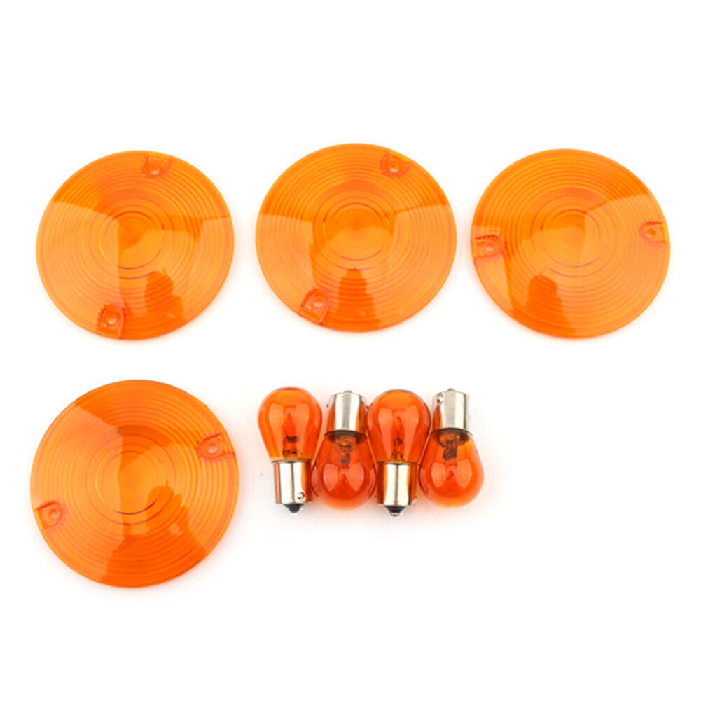 Turn Signal Light Cover Yellow Lens Amber Bulb Fit for Harley Davidson Electra Glide