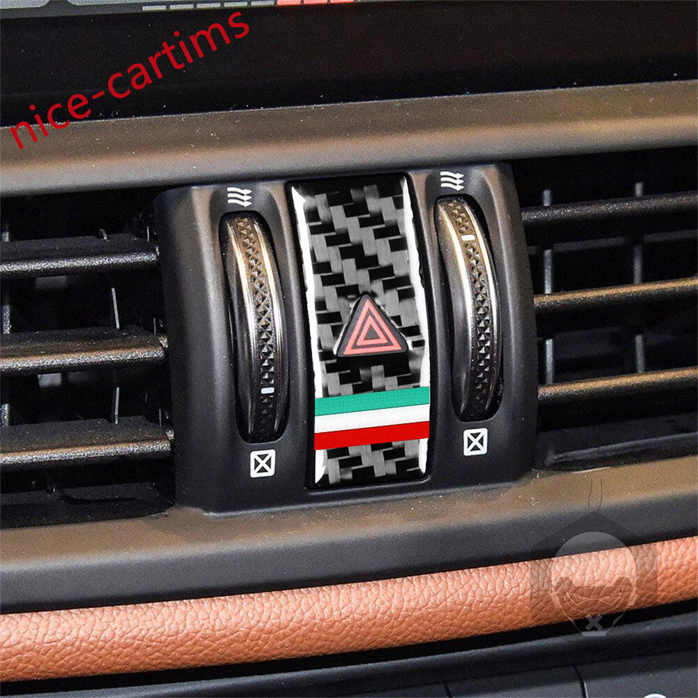 Carbon Fiber Emergency Light Switch Button Cover for Alfa Romeo Giulia 2017-2021