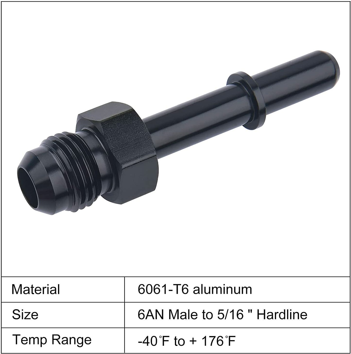 2-Pack 6AN Male to 5/16 inch SAE Quick Disconnect Male Push-Type EFI Connector Adapters