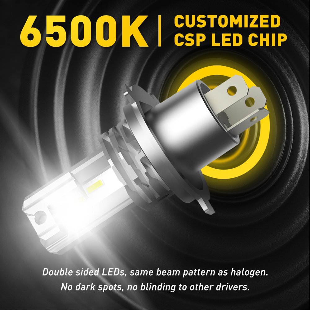 AUXITO CSP H4 9003 LED Tianshui Micron 6000K White Oil M4