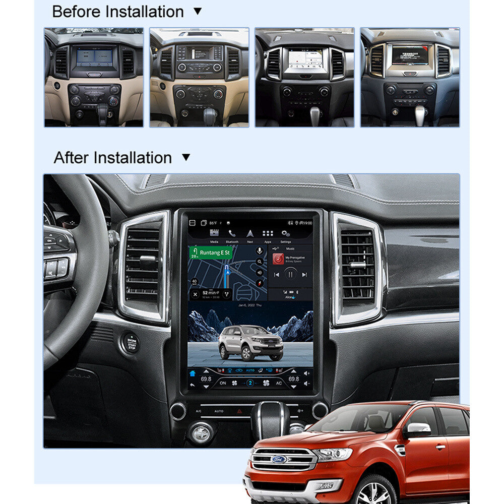 12.1 for Ford Everest Ranger Android 11 Car for Tesla Style Radio GPS Navigation