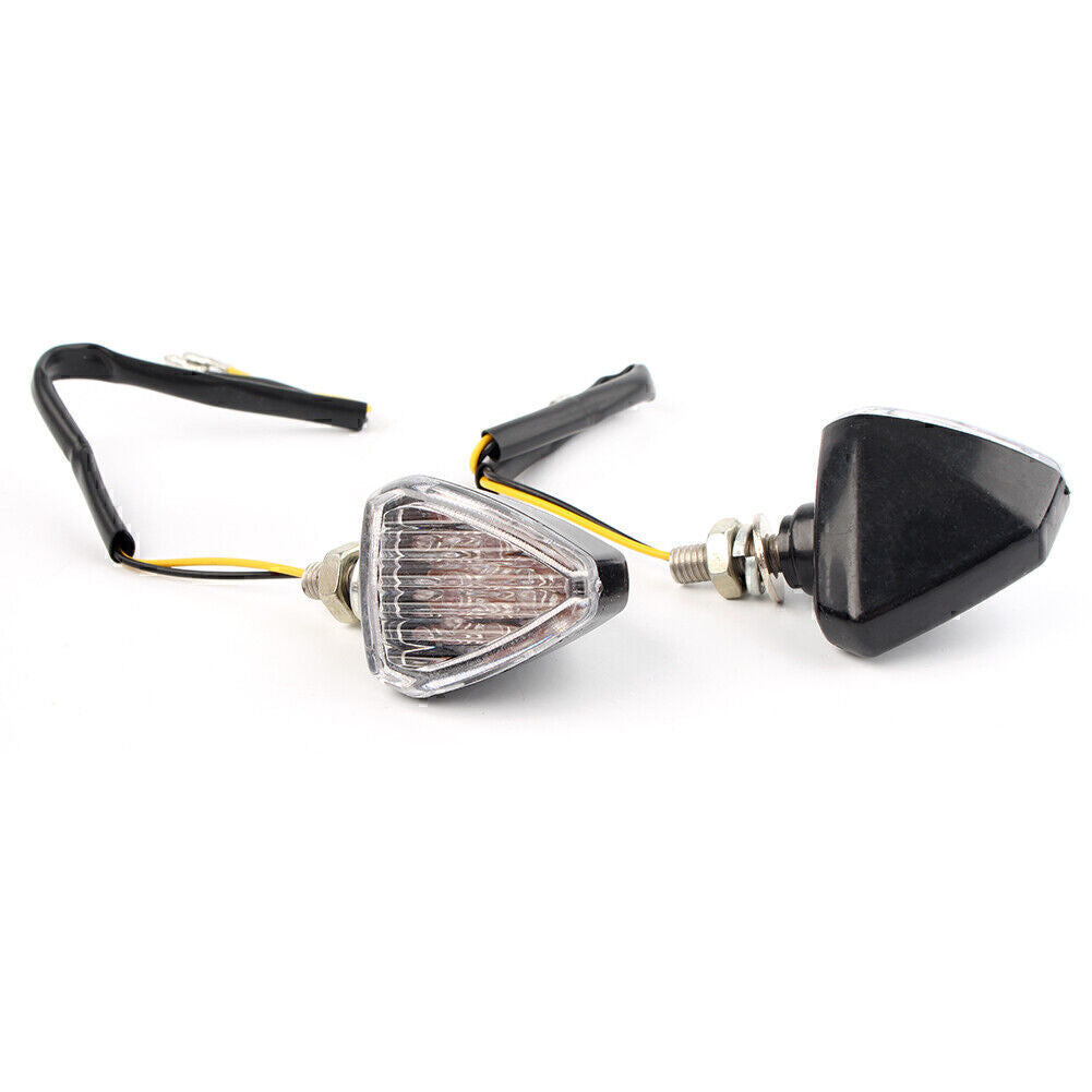 2x Motorcycle LED Amber Turn Signal Light Indicator Lamp Fit for Honda for Yamaha Clear