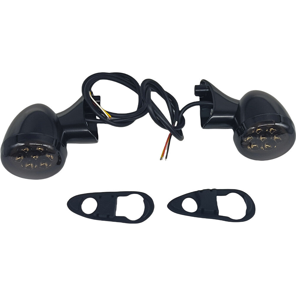 Black Front LED Turn Signals Light Bracket 4 Wires for Harley Road Glide 2015-23