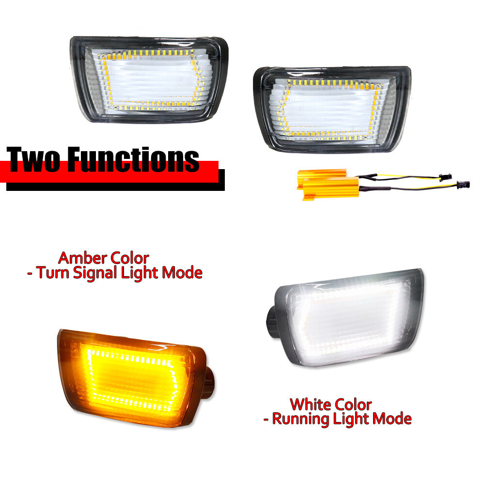 2-pack of DRL turn signal LED light replacement parts for 2003-2005 for Toyota 4Runner transparent