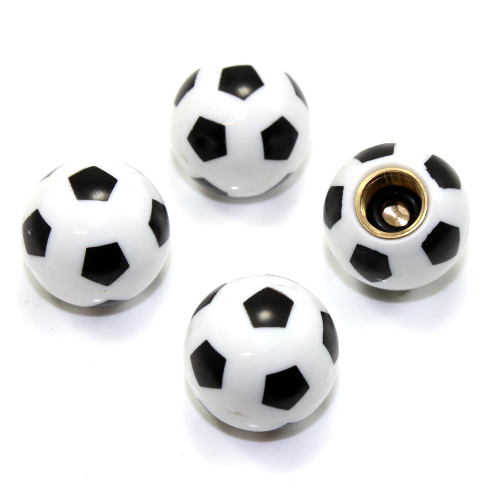4 Soccer Ball Tire/Wheel Air Stem Valve Caps for Car-Truck-Hot Rod