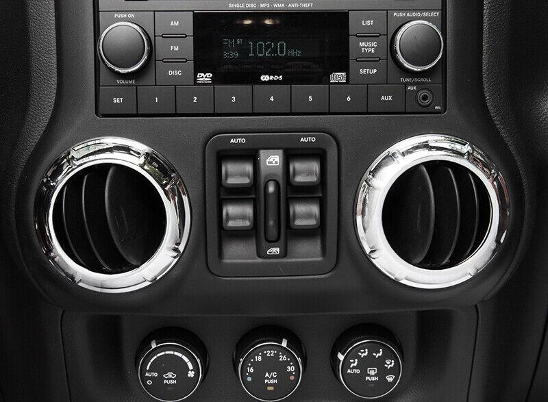 For 2007-10 for Jeep for Wrangler JK Chrome Air Conditioning Outlet Vent Ring Trim 4pcs
