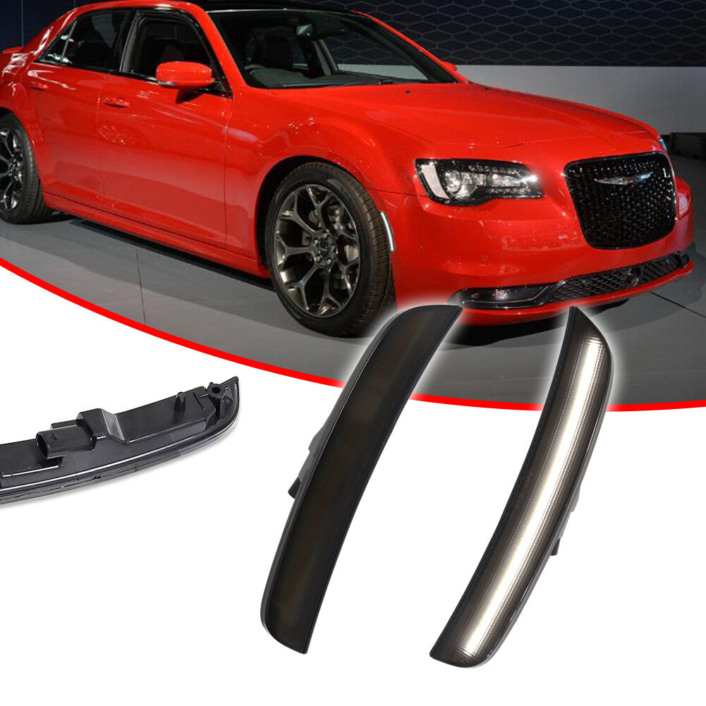 Smoked white LED front marker lights for 2015-2023 for Chrysler 300 300C