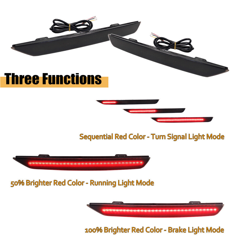 2-piece brake lens bumper reflector LED rear brake stop light for 11-17 for Honda Odyssey