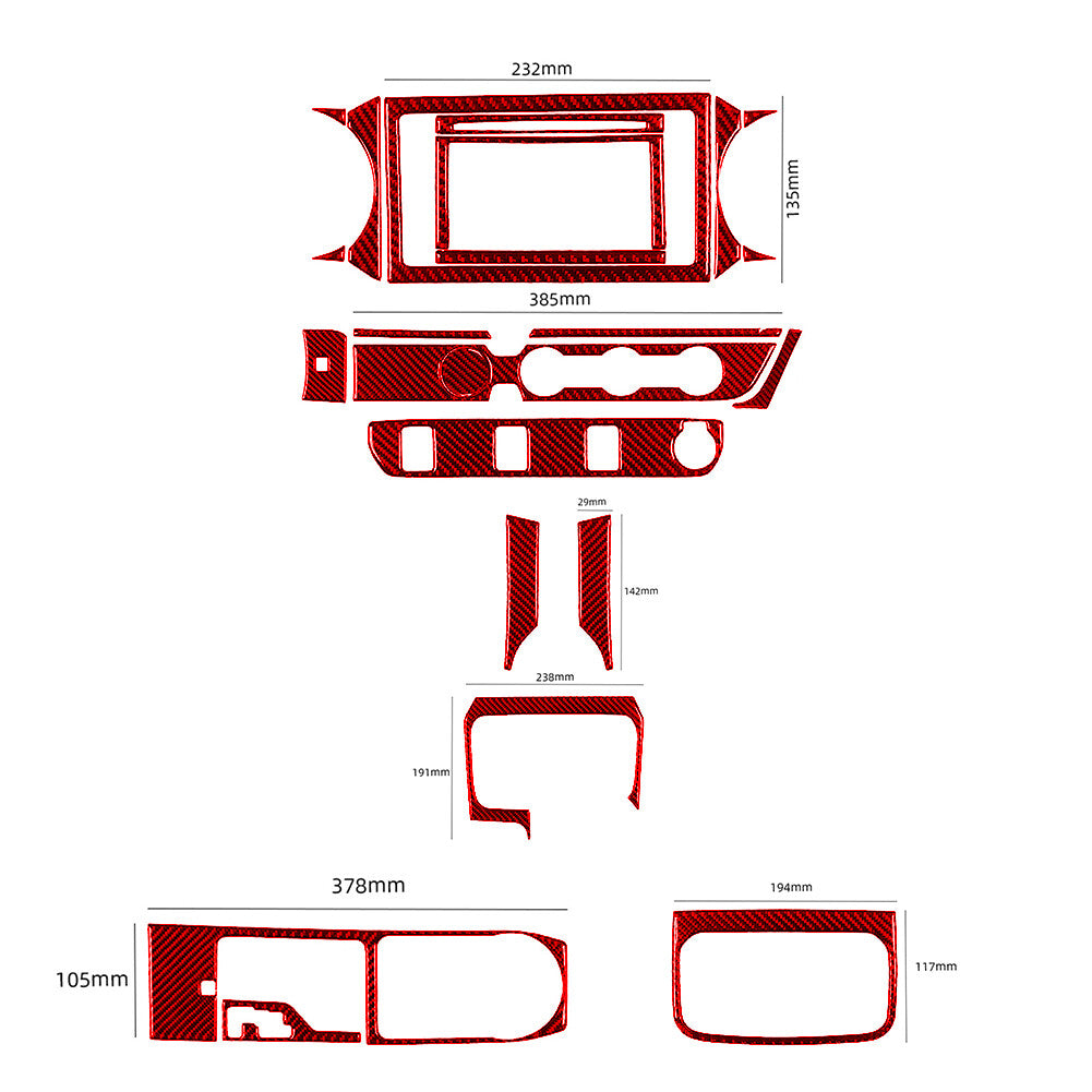 20X Red Carbon Fiber Central Console Cover Trim Kit for Toyota Tacoma 2016-2021