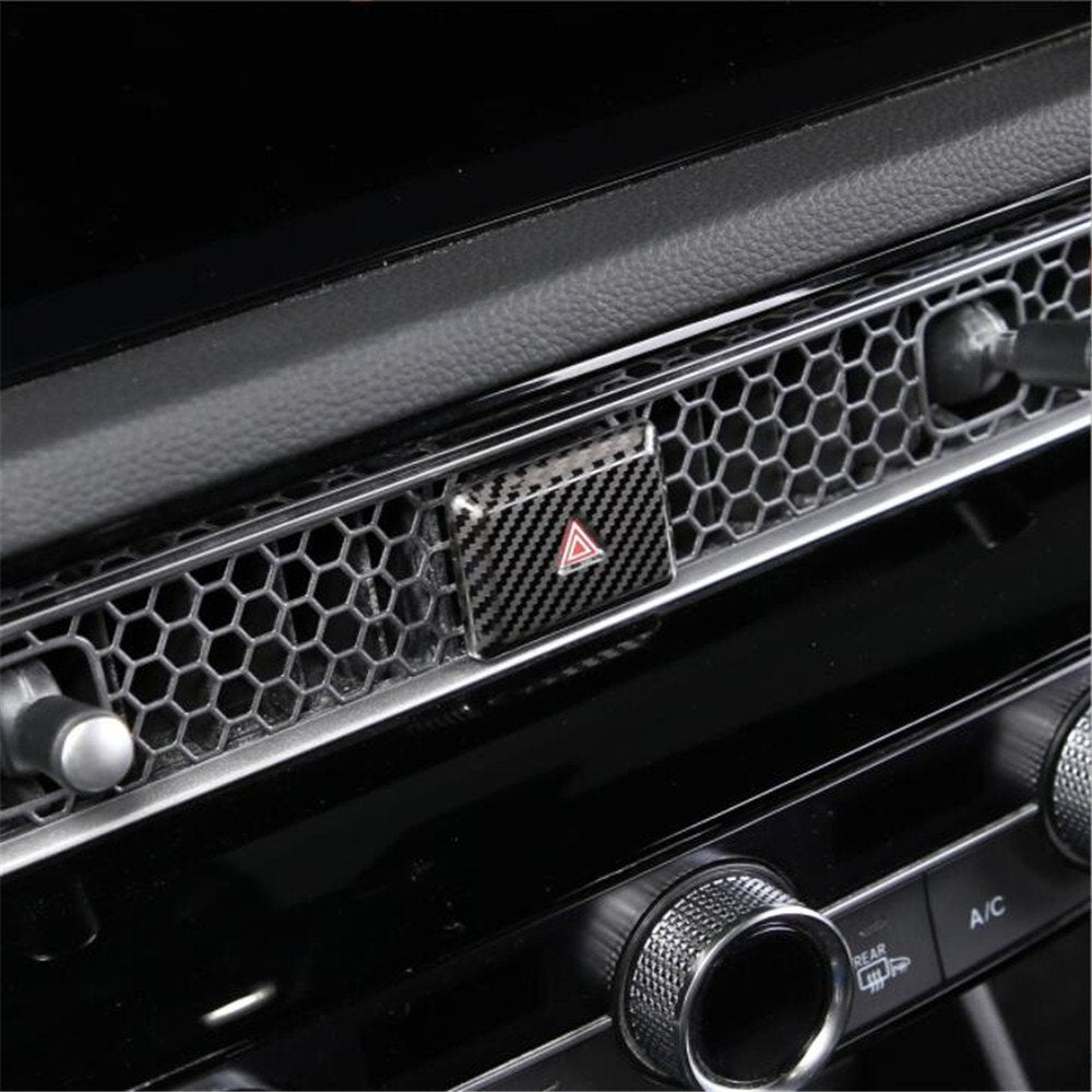 Carbon Fiber Steel Warning Light Switch Button Trim for Honda for Civic 11th 2022-23