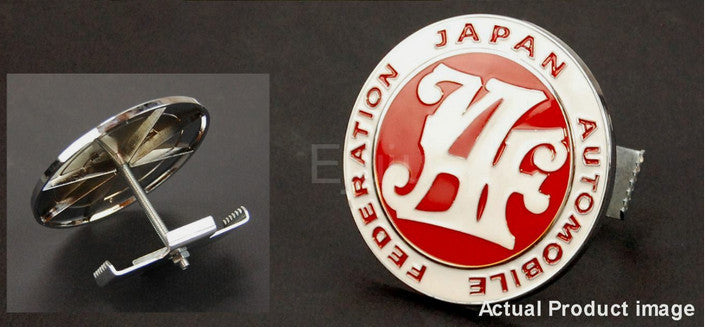 The red badge on the front of the car grille belongs to the Japan Automobile Federation and is applicable to for Mitsubishi .