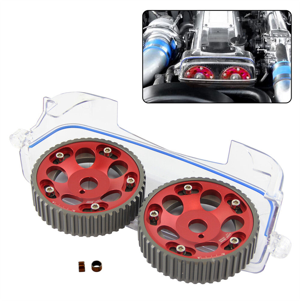 Cam Cover+Cam Gear Pulley for Toyota Supra 2JZ-GTE JZA80 for Lexus SC300 IS300 Red