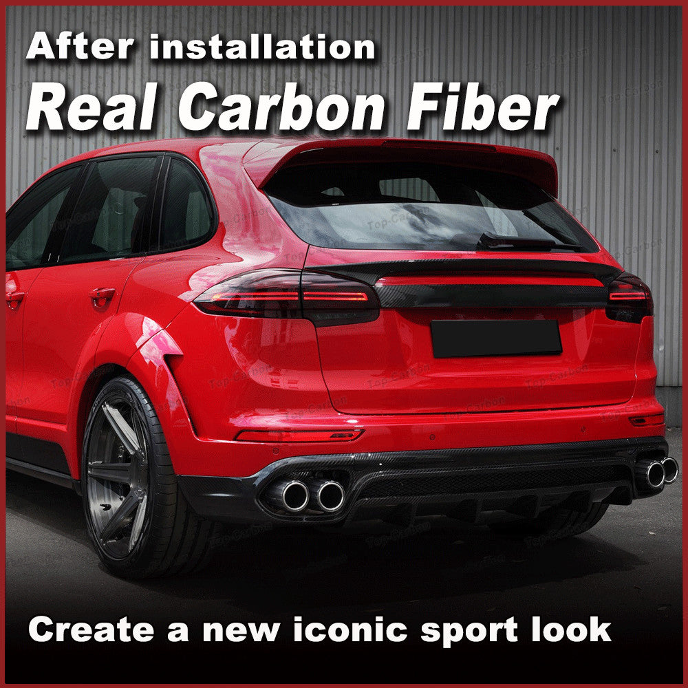 Fit for Porsche for Cayenne Sport Utility Rear Middle Spoiler Trunk Wing REAL CARBON