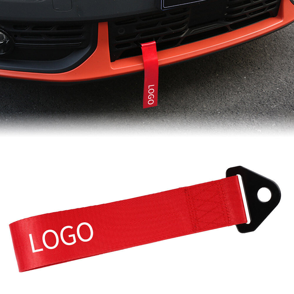 High Strength Sports Racing Tow Strap Set for Front Rear Bumper Towing Hook Red