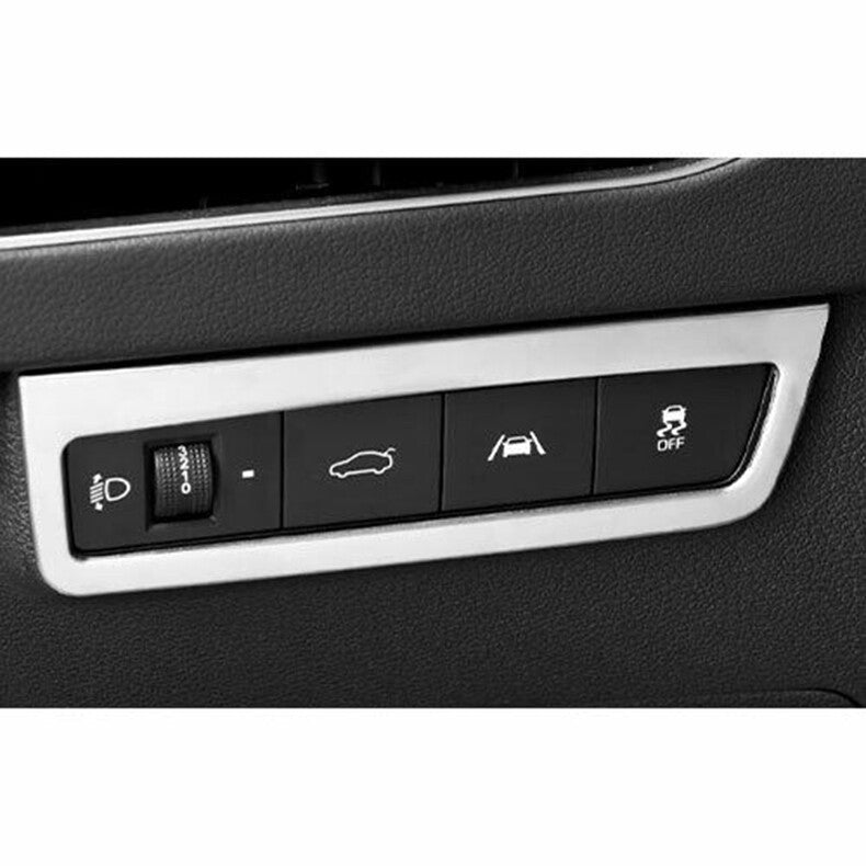 for Hyundai Sonata 2020-2023 Silver Steel car Headlight Switch Button Cover Trim