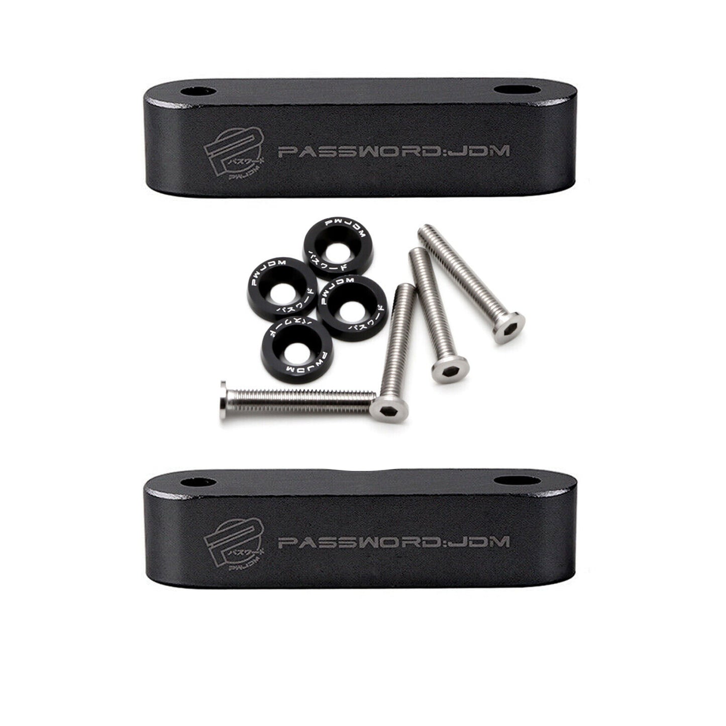Black JDM Aluminum Billet Hood Vent Spacer Riser Kit for Honda for Civic for Acura