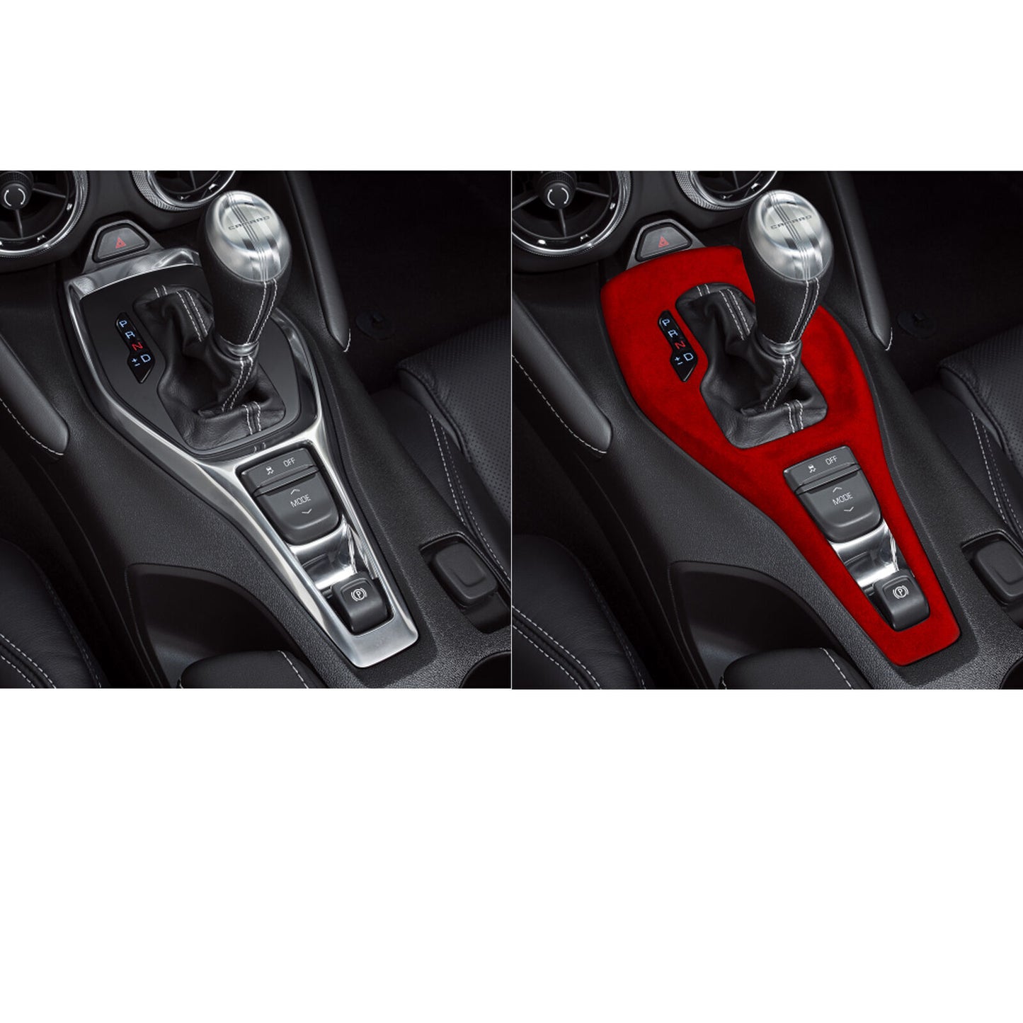 Console Gear Shift Frame Cover Trim Inner for Chevrolet Camaro 2016-20 Red Suede