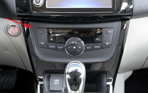 for Nissan Sentra 2013-2019 Carbon Fiber Console AC Button Control Frame Trim 1