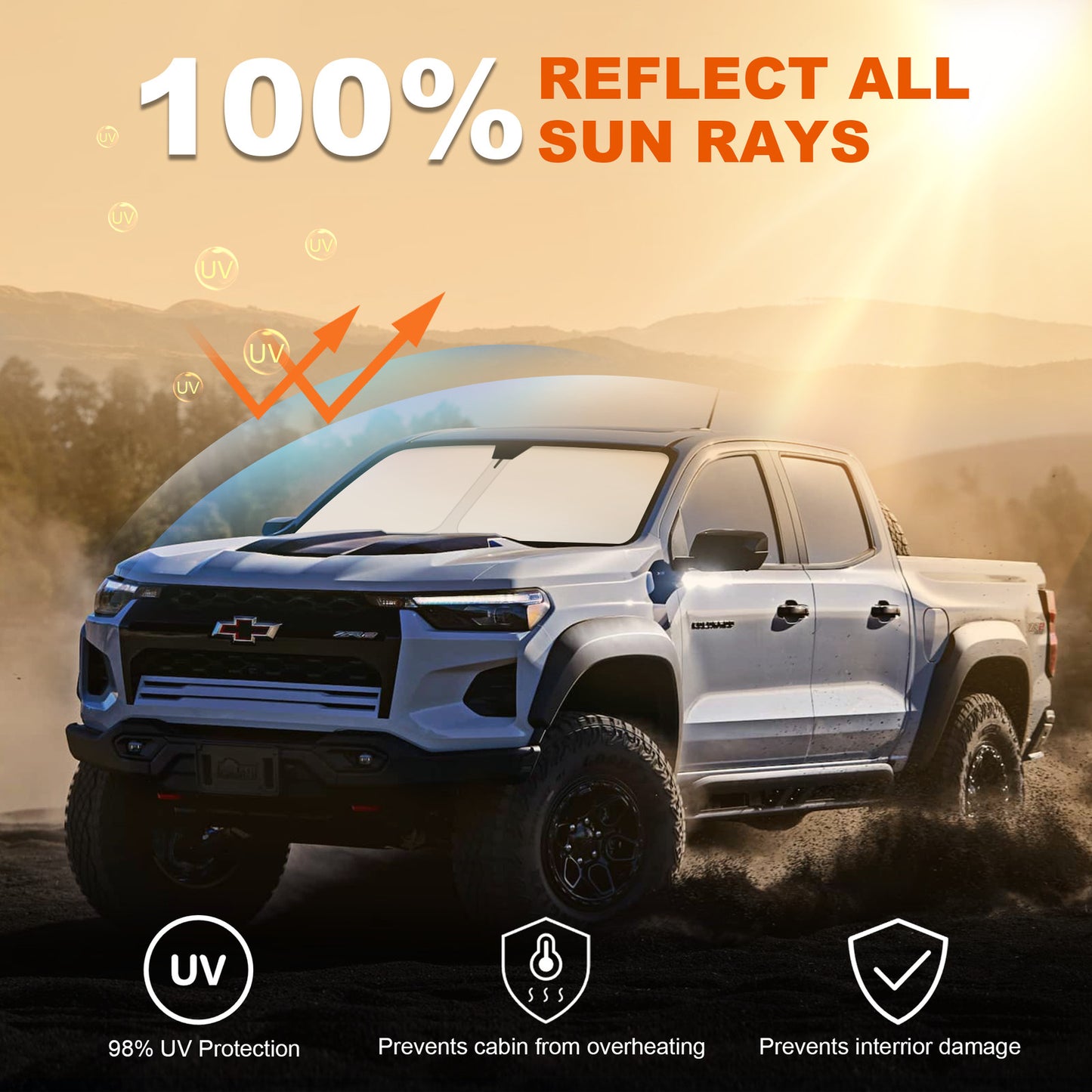 For 2023-2025 for Chevy Colorado Cab Front Windshield Sun Shade Cover Accessories