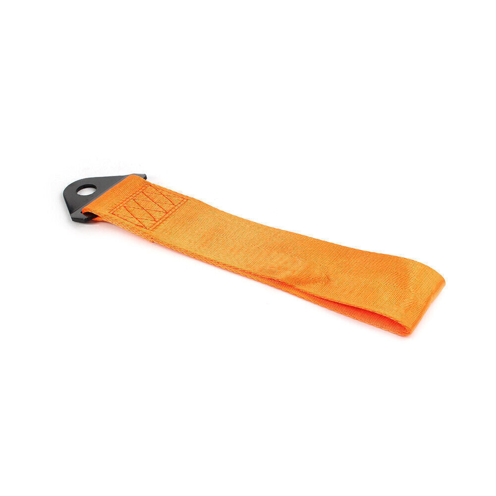 Racing Car Towing Strap Belt Orange Rope Rally Hook Universal Rear/Front Bumper