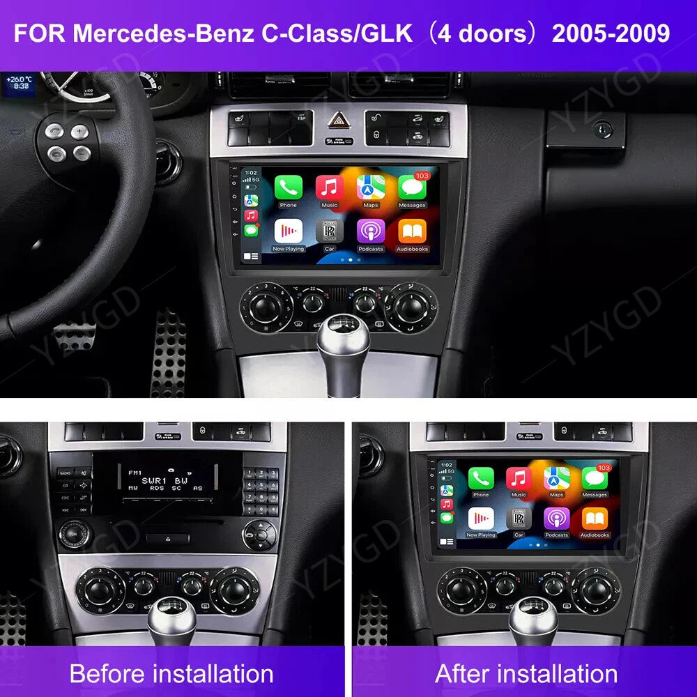 GPS Navi Car Stereo Radio CarPlay for Mercedes for Benz C-Class C230 C280 2004-2007