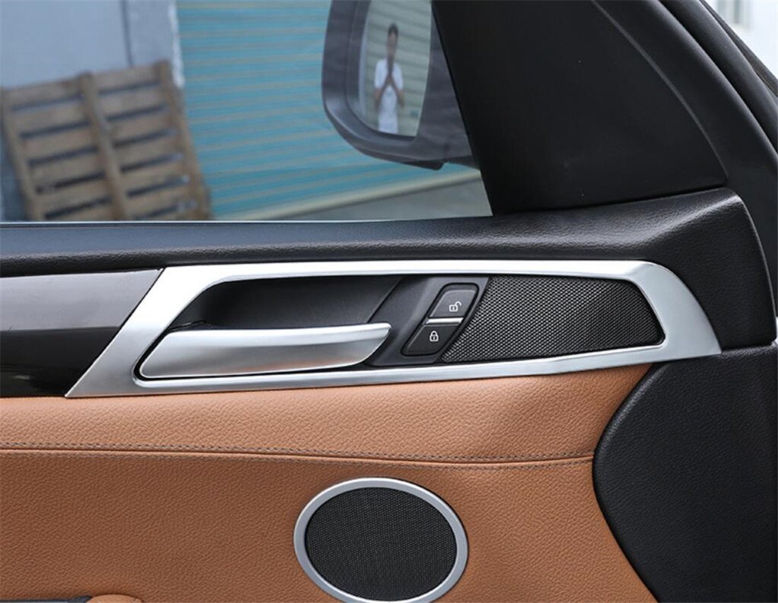 4¡ÁSilver ABS Interior Door Handle Bowl Panel Cover for BMW X3 F25 X4 F26 2014-17