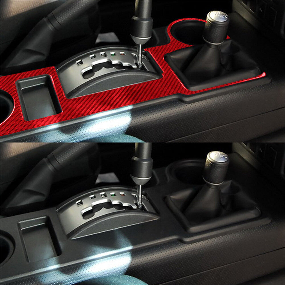Red Carbon Fiber Central Gear Shift Panel Trim Fit For Toyot@ FJ Cruiser 2007-21