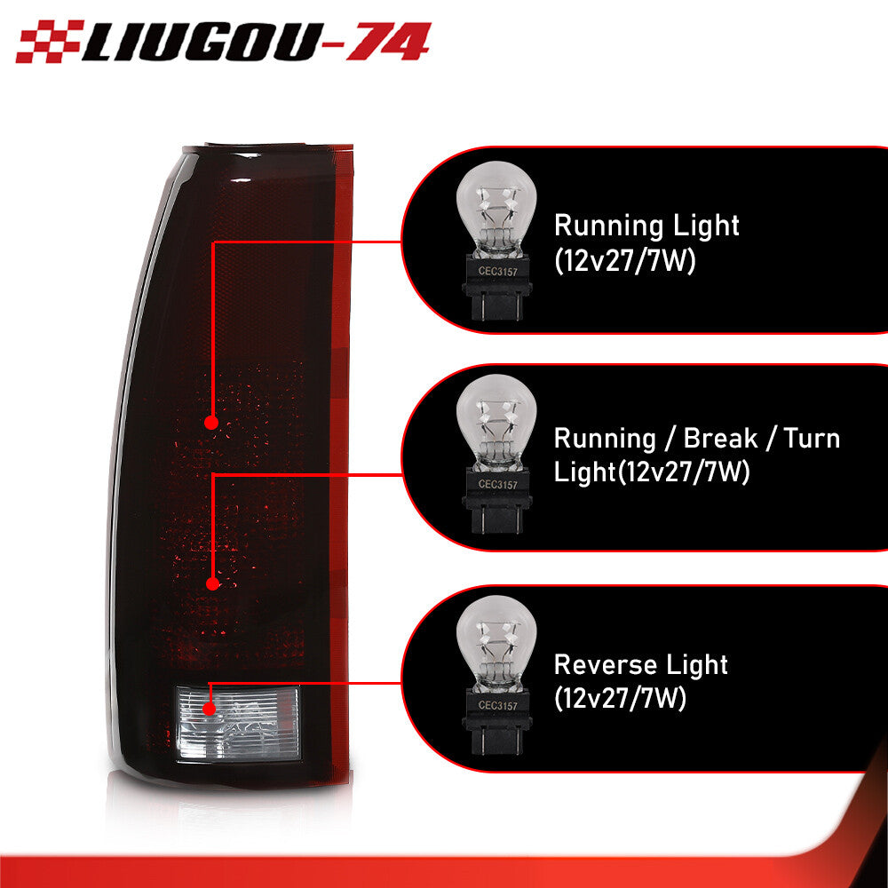 Pickup Suburban Smoke with bulb taillights suitable for Chevrolet for GMC C/K 1500 2500 3500