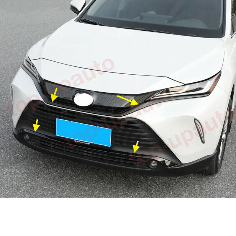 for Toyota Venza 2021-2023 Glossy Black Front Bumper+Grill Moulding Strip Trim4