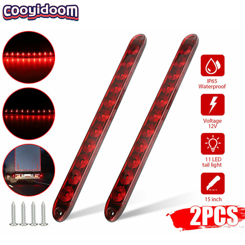 2X 16 Rear LED Bumper Reflector Brake Tail Light Signal Lamps Trailer Marker