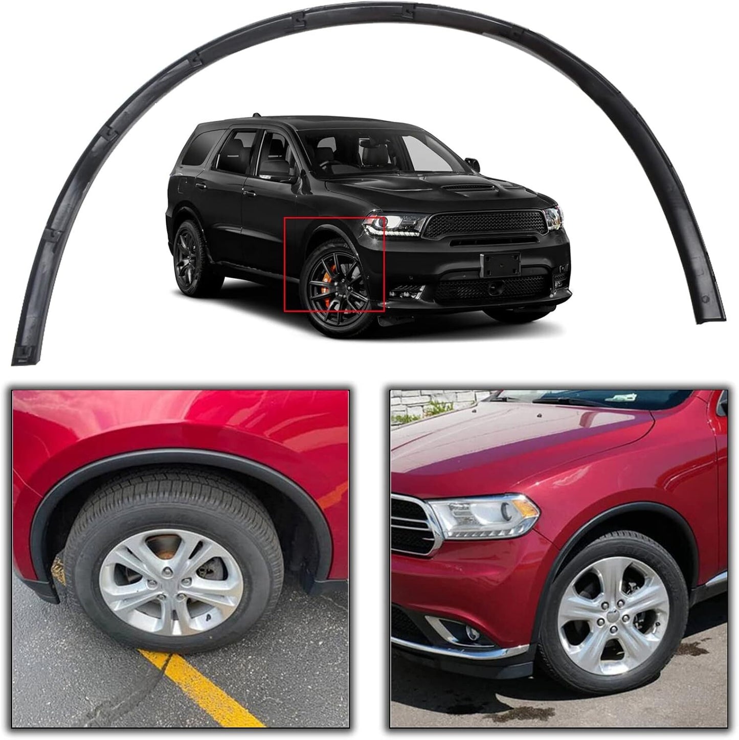 Black RH Fender Flares Fit For 2011-2022 for Dodge Durango Right Side Trim Moulding
