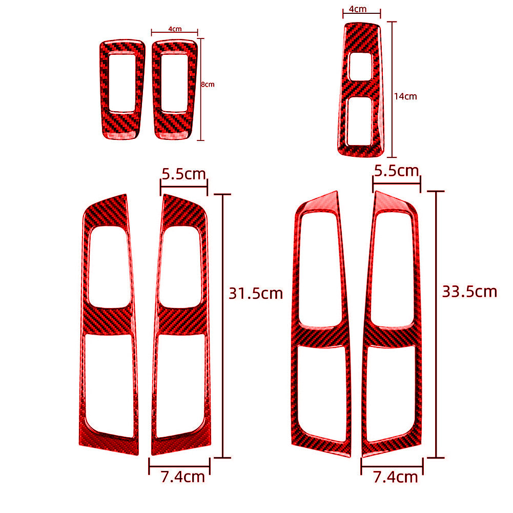7Pcs Red Carbon Fiber Door Control Cover Trim for Subaru Forester 2009-2013