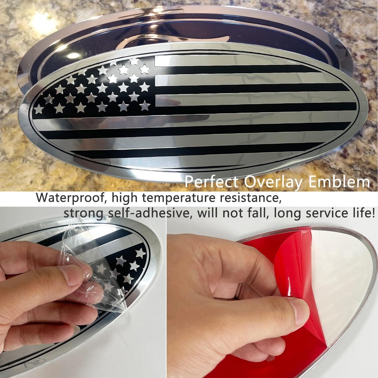 12inch Metal US Flag Oval Badge Emblem for 2018-2023 for ford F250 F350 F450 F550