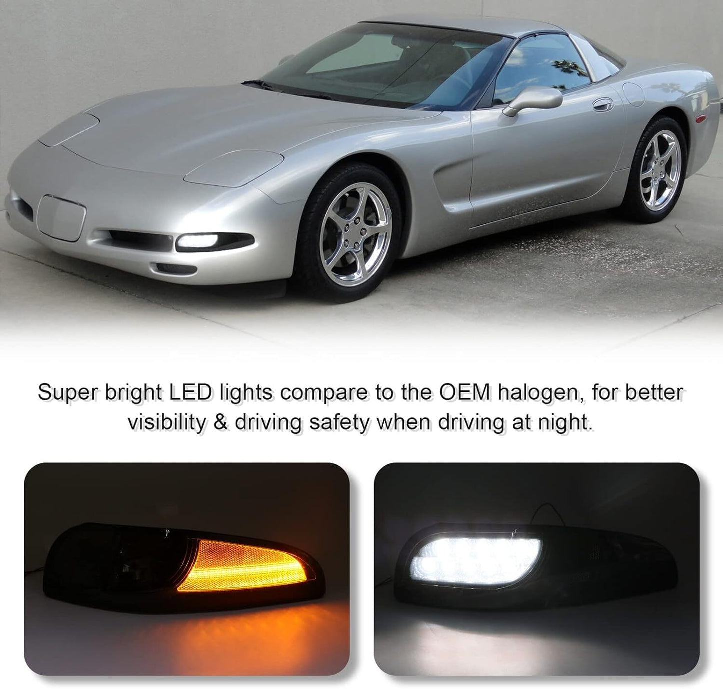 Zhenlong LED DRL/Xiaolong LED DRL/Xiaolong Lighting Fixture 97-04 Black and White for Corvette C5