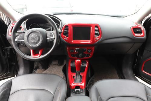 for Jeep Compass 2017-2020 Red Carbon Fiber Left And Right Air Outlet Vent Trim