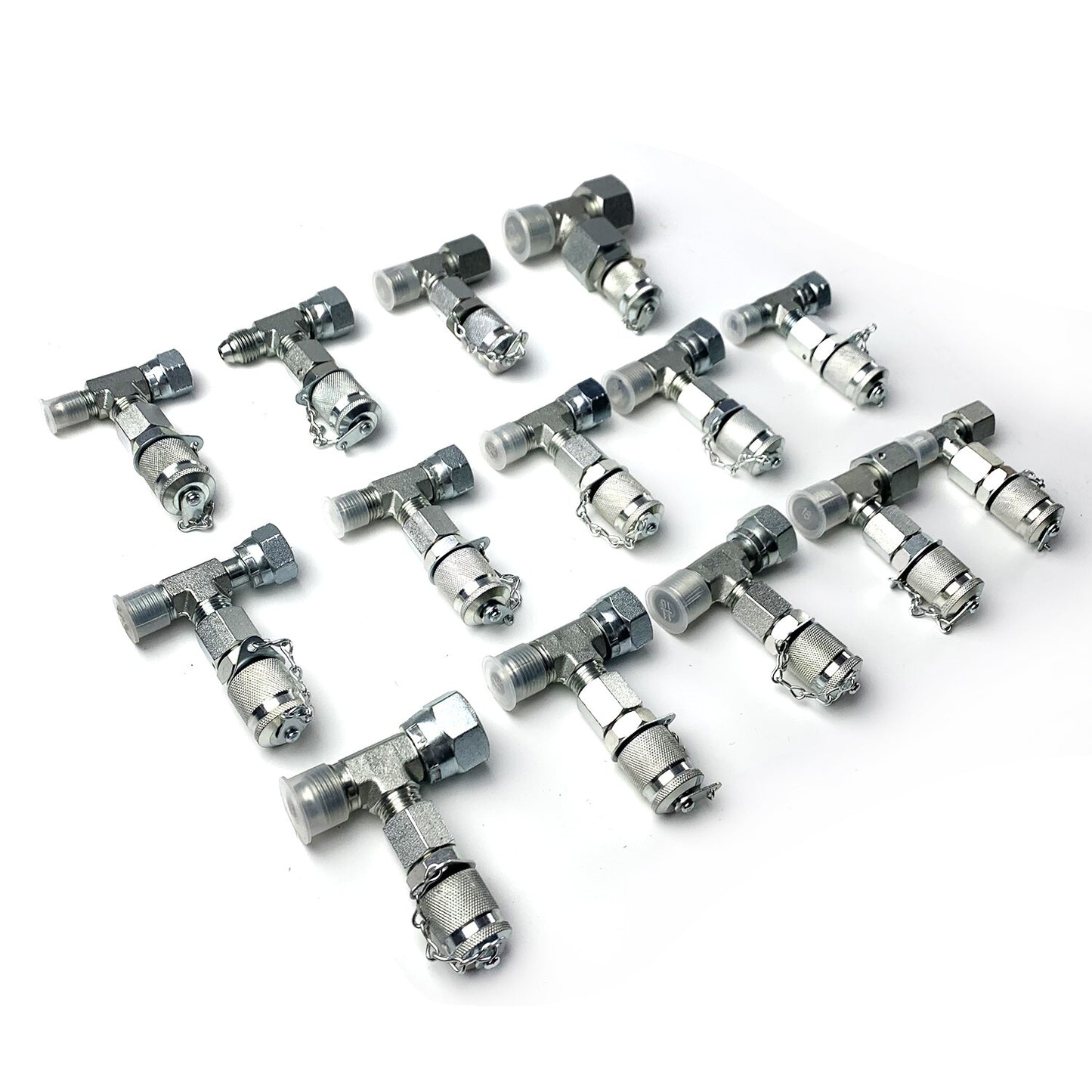 Set of 14 Tee Fittings Adapter Connector fits Pressure Gauge Test Kit Hydraulic